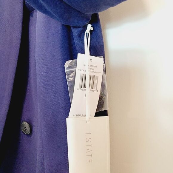 1.STATE Navy Double Breasted Belted Blazer Size M NWT $159 - Picture 9 of 16